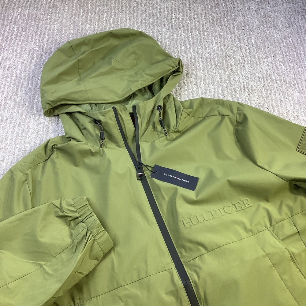 Tommy Hilfiger Mens THProtect Hooded Windbreaker Jacket Olive Green Size S‎ NWT